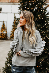 Jingling Ruffle Up Sleeve Sweatshirt