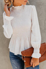Livin' Breezy High Neck Pleated Chiffon Top