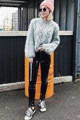 Suéter de cuello alto de malla esponjosa Loops-y