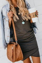 Summertime Pure Color Pleated Mini Dress