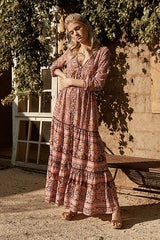 Love Blossoms Boho Print High-slit Maxi Dress