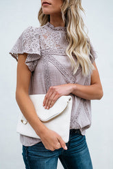 Not So Secret Lace Overlay Ruffle Top