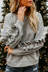 Jingling Ruffle Up Sleeve Sweatshirt