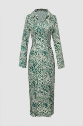 Vestido camisero maxi de manga larga con estampado floral