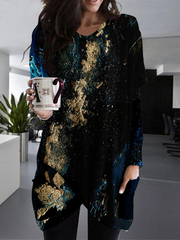 Ombre V-Ausschnitt Langarmshirts Tops