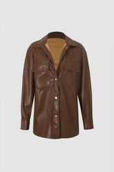 Flap Pocket Faux Leather Jacket
