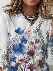 Camisas y blusas florales de manga larga de talla grande