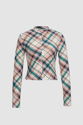 Checked Print Long Sleeve Top