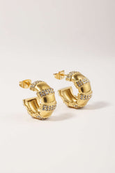 Gold Plated Rhinestone Hoop Earrings