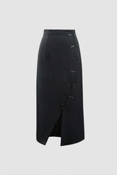 Falda de cintura alta con cierre de rana