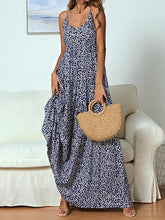 Vestido de tirantes Maxi vestido largo sin mangas estampado rojo intenso azul marino SML XL