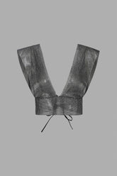 Deep V-neck Lace Up Chainmail Cami