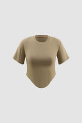 Curved Hem Crop T-Shirt