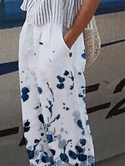 Pantalones casuales con estampado floral de talla grande