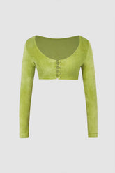 Furry V-neck Super Crop Top