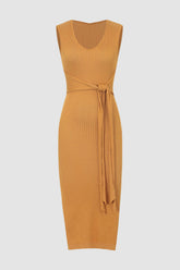 Belted Sleeveless Knit Dress