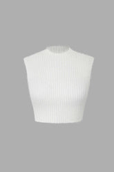 Brushed Mock Neck Knit Sleeveless Top