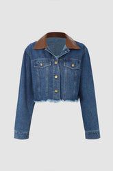Leather Collar Denim Jacket