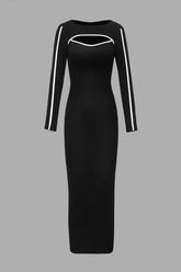 Contrast Binding Long Sleeve Bodycon Dress