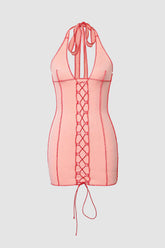 Minikleid mit Neckholder und Nahtdetail