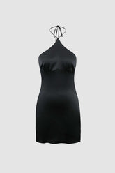 Neckholder-Minikleid aus Satin