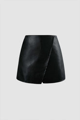 Faux Leather Wrap Shorts