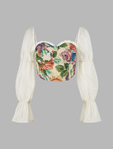 Retro Oil Painting Mesh Bubble Top