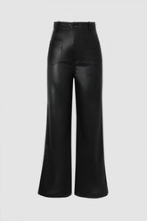 Faux Leather Pocket Front Straight Leg Pants
