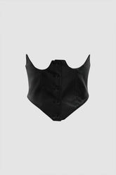 Faux Leather Buttoned Corset