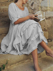 Vestido largo de encaje con temperamento