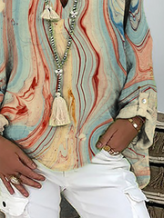 Camisas y tops casuales de manga larga con estampados de talla grande