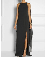 Vestido largo maxi sin mangas negro sólido color capas dividido verano talla grande caliente elegante dividido negro púrpura rojo azul real SML XL XXL 3XL 4XL 5XL