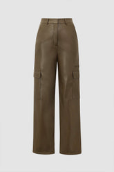 Faux Leather Flap Pocket Cargo Pants