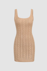 Vestido mini de punto con escote cuadrado