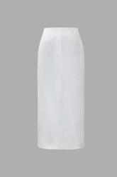 Falda midi recta con abertura en la espalda