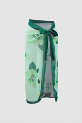 Falda con nudo lateral y estampado floral