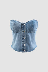 Trägerloses Jeanstop mit Knöpfen