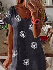 Plus Size Vintage Boho Hippie Holiday V Neck Casual Dresses