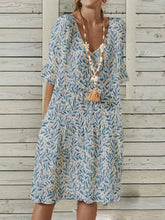 Vestidos pastorales de manga corta con cuello en V y poliéster y algodón