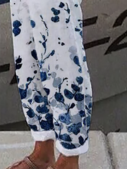 Pantalones casuales con estampado floral de talla grande
