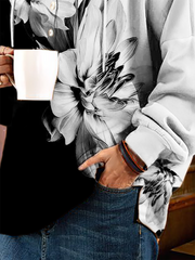 Sudadera con capucha floral de manga larga de talla grande