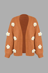 Balloon Sleeve Flower Cardigan
