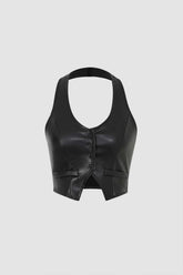 Faux Leather Halter Cami Top