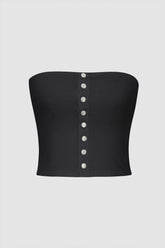 Geripptes Tube-Top mit Knopfleiste vorne