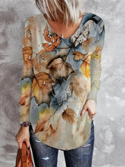 Camisas y blusas casuales con hojas de otoño de talla grande