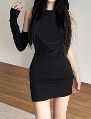 Sleeve Waist Two-Piece Hooded Skirt