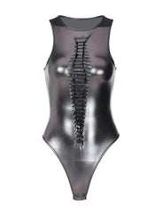 Glitzernder Cut-Out-Camisole-Bodysuit für