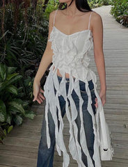 Ruffled Tassel Babes Summer Party Crop Camisoles