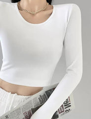 Camiseta corta de cintura alta de color liso