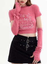 Camiseta de manga corta con cuello redondo y estampado